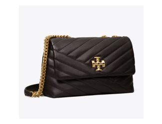 Kira Chevron Small Coveritble Shoulder Bag - Black