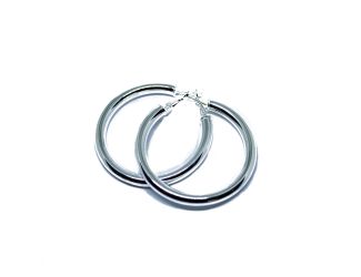 Oversized Silvertone Hoop Earrings