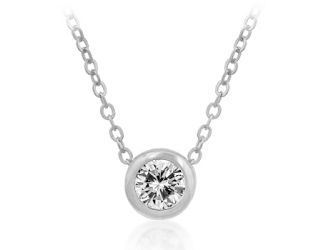 Solitaire Bezel Cubic Zirconia Pendant Silver