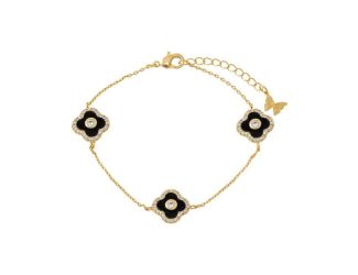 Multi Pave Colored Stone Clover Bracelet Size 7.5"