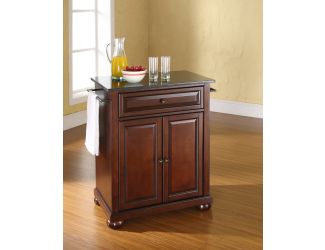 Alexandria Black Granite Top Kitchen Island Mahogany Finish