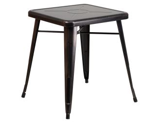 23.75" Square Black - Antique Gold Metal Indoor-Outdoor Table - Garden Table
