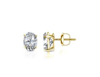 Bright White Pinnacle Oval Lab Grown Diamond Screwback Stud in 14K Yellow Gold 0.65ct, GH, VVS