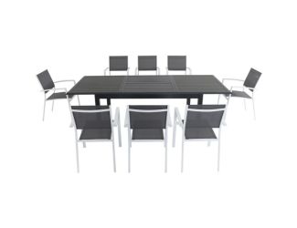 Cameron 9-Piece Expandable Dining Set with 8 Sling Dining Chairs and a 40" x 94" Table
