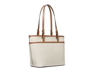 Winston Medium Top Zip Pocket Tote Bag - Vanilla/Acorn