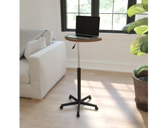 Walnut Sit to Stand Mobile Laptop Computer Desk - Portable Rolling Standing Desk