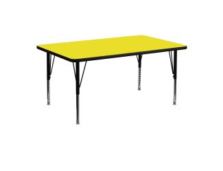 24"W x 48"L Rectangular Yellow HP Laminate Activity Table - Adjustable Legs