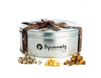 Popinsanity Popcorn Round Deluxe Tri Flavor Tin - 3 Flavors x 2