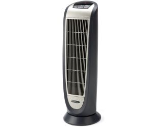 23 In. Digital Ceramic Tower Heater with Remote Control, Silver/Dark Gray