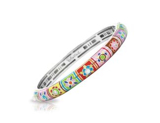 Belle Etoile Round Cubic Zirconia studded Multi color Bavaria Bangle - 925 SS-Medium size.