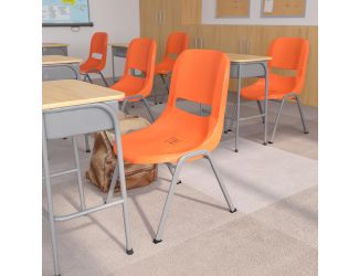 Orange Ergonomic Shell Student Stack Chair - Classroom Chair/Office Guest Chair