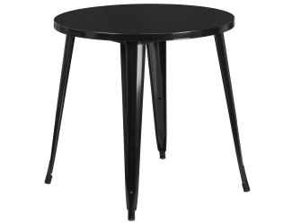 30" Round Black Metal Indoor-Outdoor Table - Restaurant Table