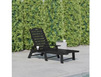 Commercial Grade Outdoor Adjustable Lounge Chair with Cupholder - Gray