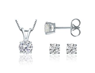 PARIKHS Round Popular Diamond Set 10K White Gold 0.10ct IJK Color, I2 Clarity