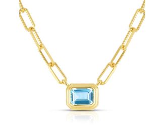 Blue Topaz Paperclip Necklace