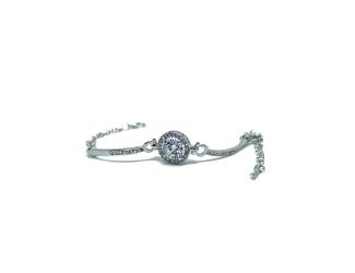 White Gold Halo CZ Bracelet