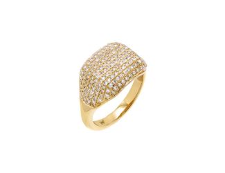 Diamond Pave Signet Pinky Ring 14K Size 4