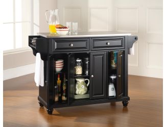 Cambridge Stainless Steel Top Kitchen Island (Black)