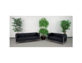 Black LeatherSoft Modular Sofa & Loveseat Set with Taut Back and Seat