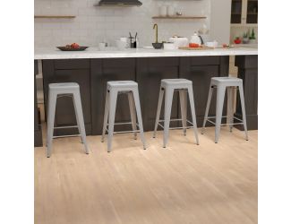 4 Pack 30" High Metal Indoor Bar Stool - Stackable Stool, Silver