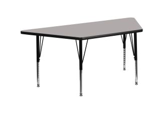 29"W x 57"L Trapezoid Grey HP Laminate Adjustable Activity Table