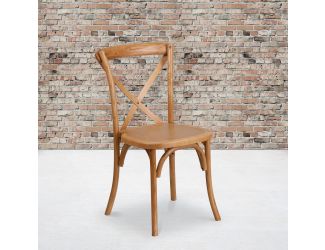 Stackable Oak Wood Cross Back Chair - Dining Room Seating