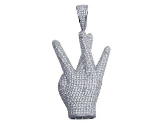 PARIKHS Men's Rhodium Plated CZ West Side Hip Hop Pendant with chain in 925 Sterling Silver