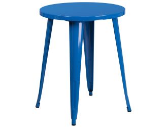 24" Round Blue Metal Indoor-Outdoor Table - Restaurant Furniture