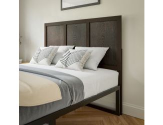 Contemporary Queen Size Four Panel Wooden Headboard Only in Dark Brown
