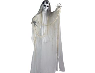 Life-Size Animatronic Ghost Bride with Lights and Sound, Indoor or Covered Outdoor Halloween Decorat
