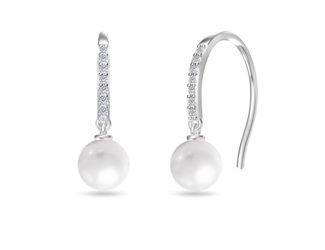 Sterling Silver Pearl And Crystal Earrings