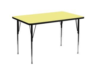 36"W x 72"L Rectangular Yellow Thermal Laminate Adjustable Activity Table