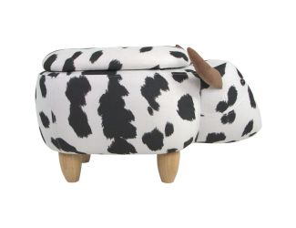 15-In. Seat Height Black-White Cow Animal Shape Storage Ottoman - Furniture for Nursery, Bedroom, Pl