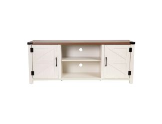 White Ayrith Modern Farmhouse Barn Door TV Stand