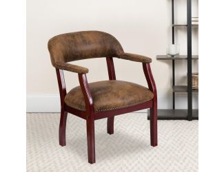 Bomber Jacket Brown Luxurious Conference Chair w/ Accent Nail Trim - Side Chair