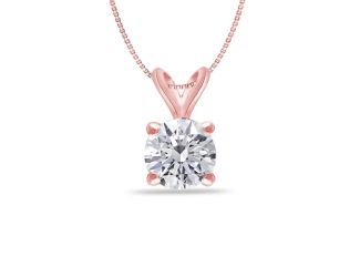 Bright White Round Lab Grown Diamond Pendant in 14K Rose Gold 0.20ct, Color-FG, Clarity-VS