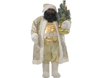 3-Ft. Music and Motion African American Santa Claus with Prelit Christmas Tree, Animated Indoor Holi