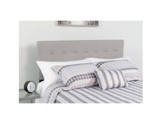 Quilted Tufted Upholstered Twin Size Headboard in Light Gray Fabric
