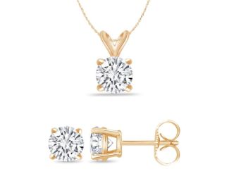 Bright White Round Lab Grown Diamond Set  in 14K Yellow Gold 1.00ct, Color-FG, Clarity-VVS