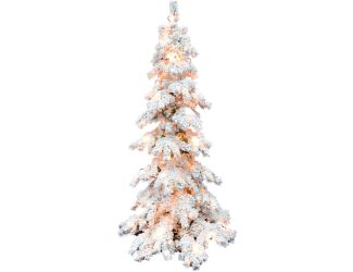 7.5-ft. Elk Mountain Snow Flocked Christmas Tree with Warm White Lights