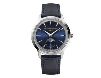 Men's Classic Moneta Moonphase Leather Strap watch, Navy dial