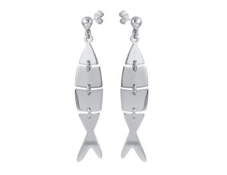 PARIKHS Rhodium Dangling Flexible Fish Earring in 925 Sterling Silver