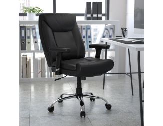Big & Tall 400 lb. Rated Mid-Back Black LeatherSoft Ergonomic Task Office Chair