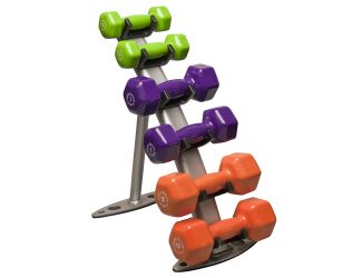 Vinyl Dumbbells (3 pair) with Rack