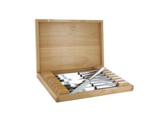 8pc Stainless Steel Steak Knife Set w/ Wood Presentation Case