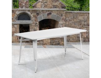 31.5" x 63" Rectangular White Metal Indoor-Outdoor Table - Industrial Table