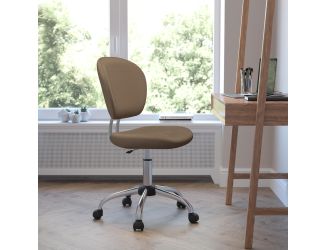 Mid-Back Coffee Brown Mesh Padded Swivel Task Office Chair with Chrome Base