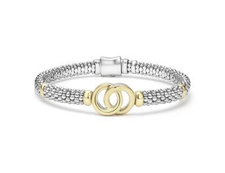 Two-Tone Interlocking Caviar Bracelet Size 7