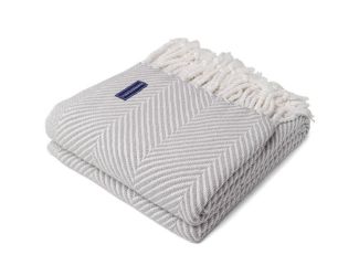 Faribault Mill Monhegan Cotton Throw w/Fringe - Dove Gray