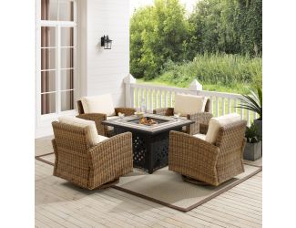 Bradenton 5Pc Swivel Rocker Conversation Set W/Fire Table